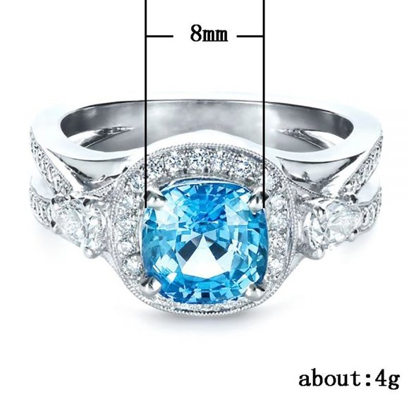 "925 Silver Plated Blue Exquisite, Noble Cross Ring, FB16FA1051 - Picture 2 of 8